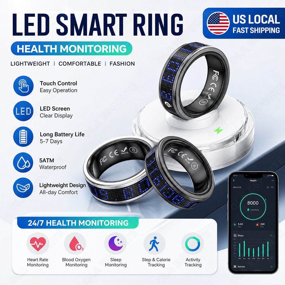 Blood Pressure Monitor - Smart Ring with Display Screen and
